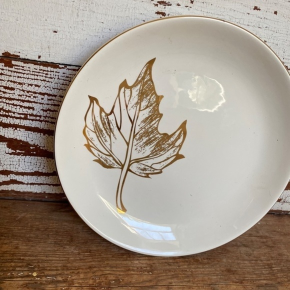 Gold Maple Leaf Side (salad) Plate Set (4) - Picture 2 of 2